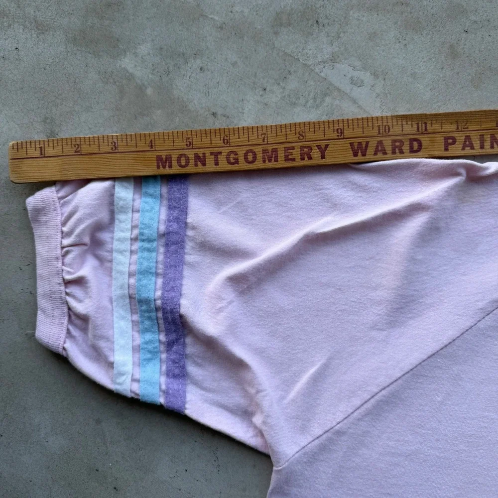 Vintage 1983 Michigan Hummingbird T Shirt Pink Raglan Sporty Large Single Stitch